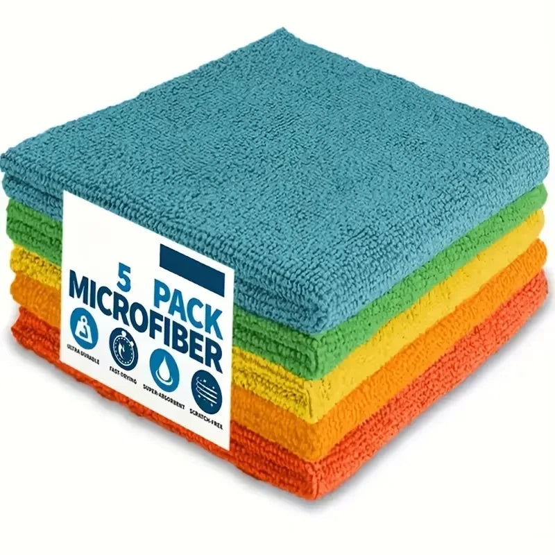 5/10/20pcs Ultra-fine Fiber Stain-removing Light Gray Cleaning Cloth Kitchen Towel