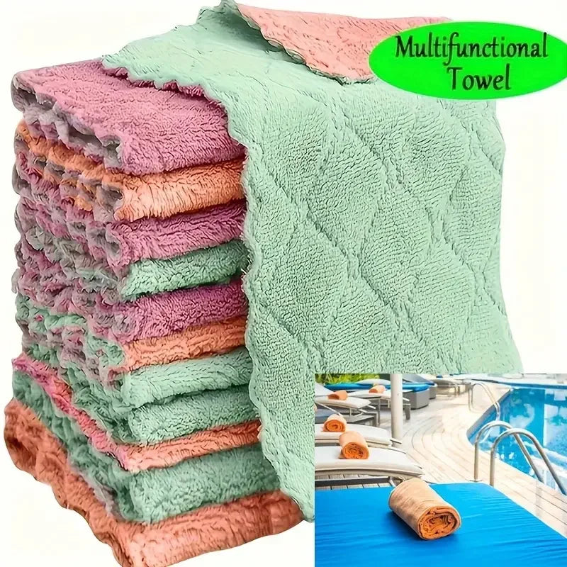 5/10/20pcs Ultra-fine Fiber Stain-removing Light Gray Cleaning Cloth Kitchen Towel