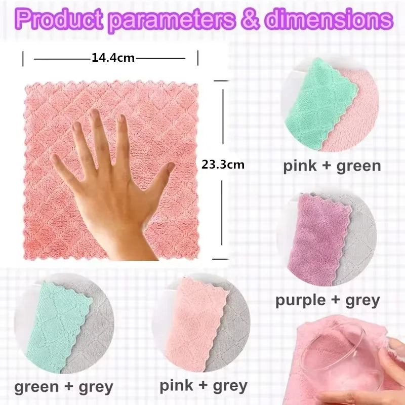 5/10/20pcs Ultra-fine Fiber Stain-removing Light Gray Cleaning Cloth Kitchen Towel