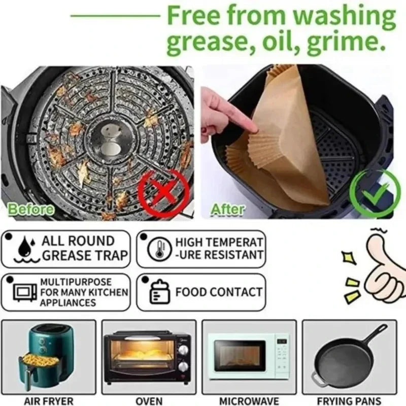 30/50pcs Non-stick Airfryer Baking Mat