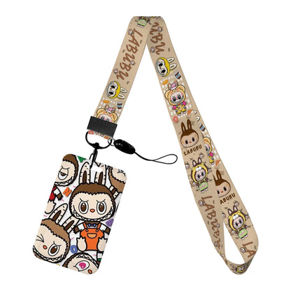 Labubu Phone Rope Cartoon Toy Student Id Card Badge Holder With Neck Strap