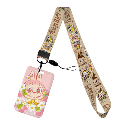 Labubu Phone Rope Cartoon Toy Student Id Card Badge Holder With Neck Strap