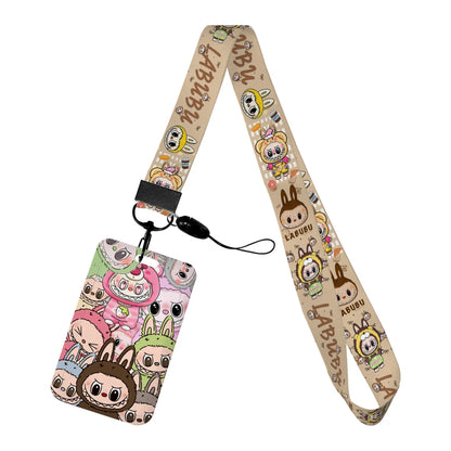 Labubu Phone Rope Cartoon Toy Student Id Card Badge Holder With Neck Strap