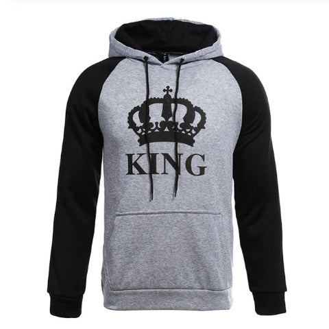Couple Matching Hoodies with King and Queen Crown Print