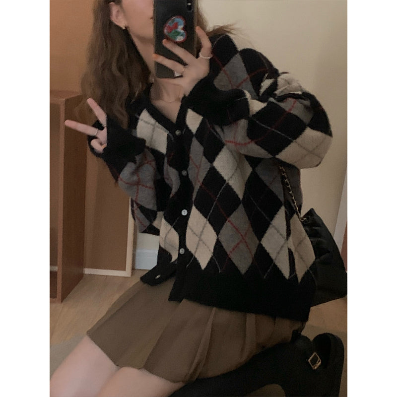 Plaid Loose Cardigan Coat