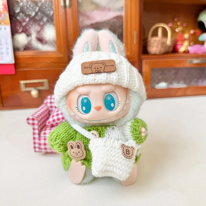 17 cm labubu clothes pendant sitting party bear label scarf hat dolls accessories