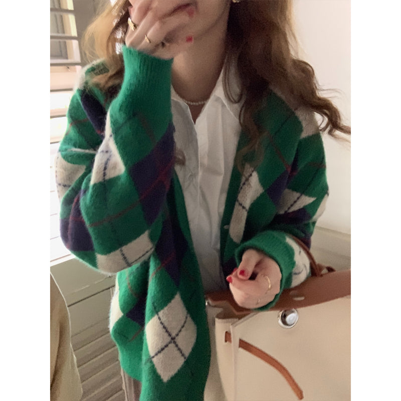 Plaid Loose Cardigan Coat