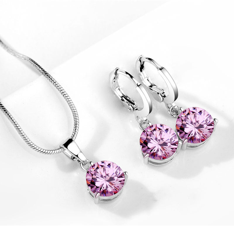 Water Drop Zircon Necklace and Earrings Set