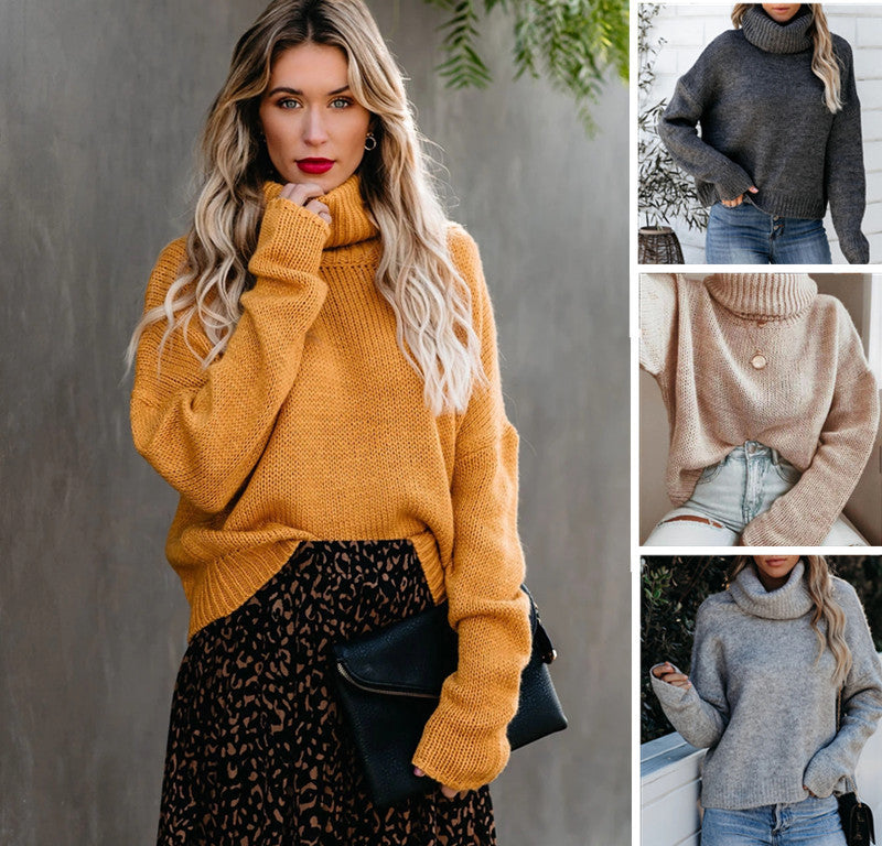 Chic & cozy—your go-to Turtleneck Pullover Commuter Sweater.