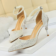 Sequined Pointed Toe Stiletto Heels