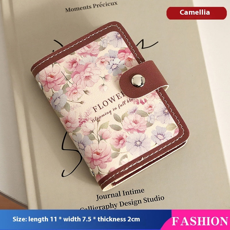 Floral Oil Painting Retro Large-Capacity Card Holder