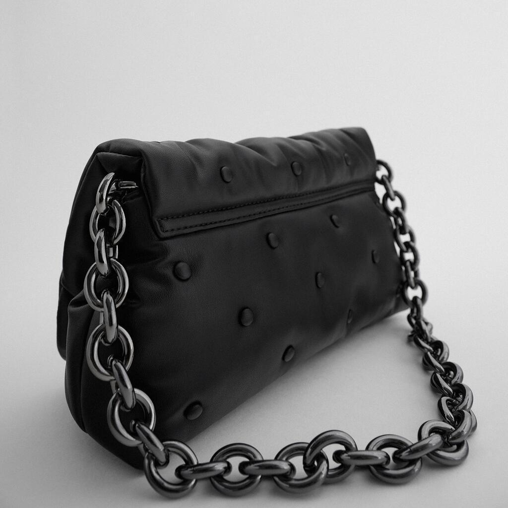 Blue oversized denim quilted shoulder messenger chain bag