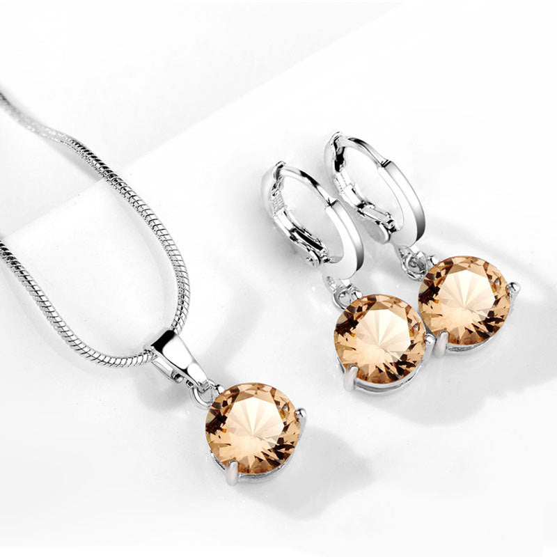 Water Drop Zircon Necklace and Earrings Set