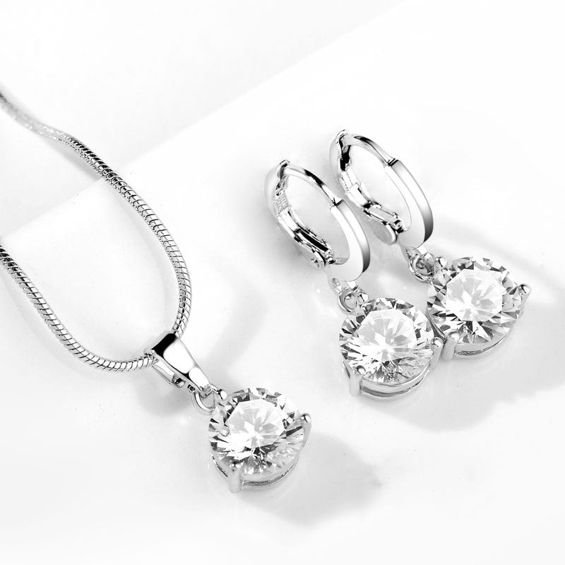 Water Drop Zircon Necklace and Earrings Set