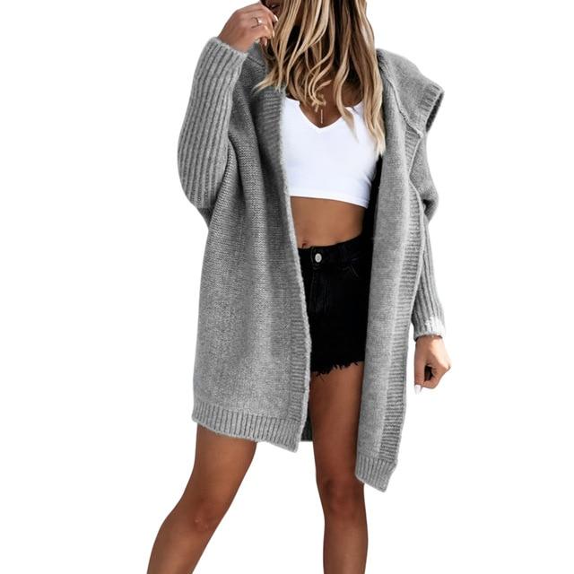 Thick Long Hooded Cardigan
