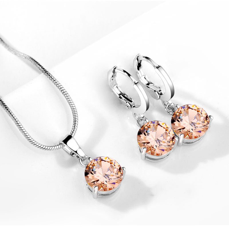 Water Drop Zircon Necklace and Earrings Set