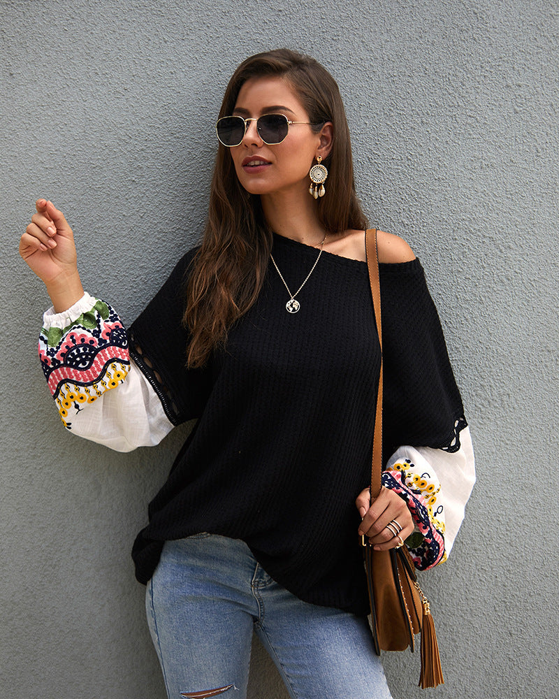 Front view of the cozy knit sweater in neutral color