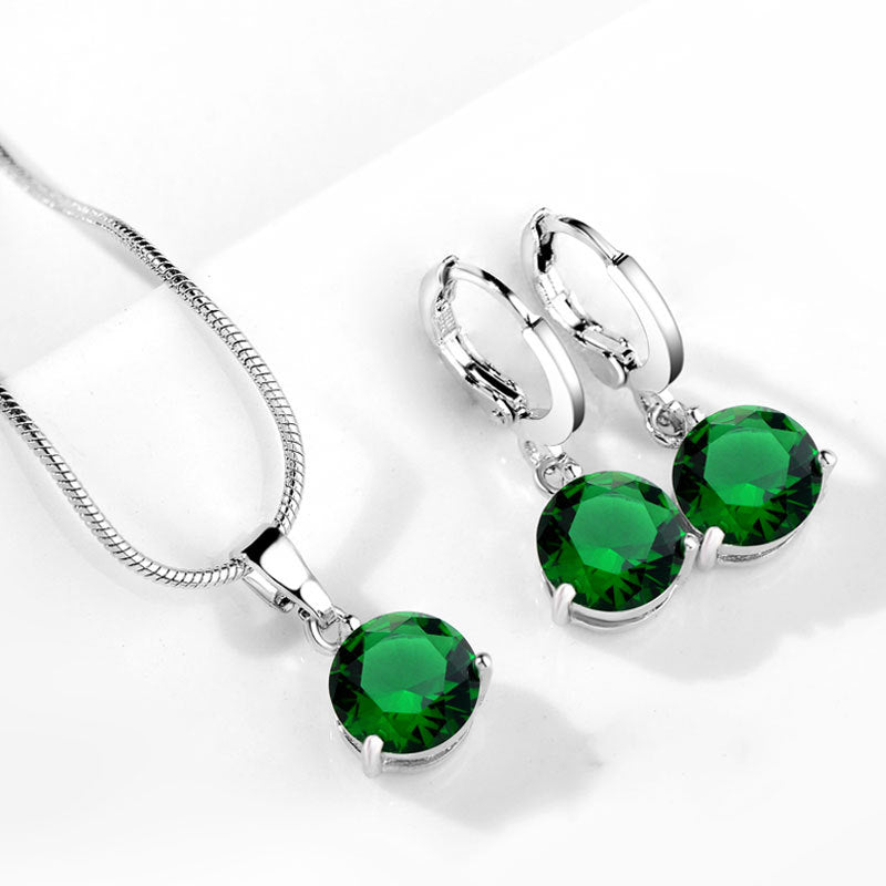 Water Drop Zircon Necklace and Earrings Set