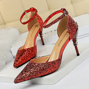 Sequined Pointed Toe Stiletto Heels