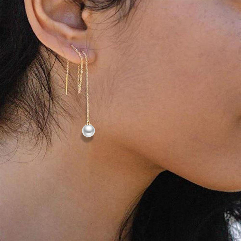 Minimalist Geometric Pearl Inlay Earrings