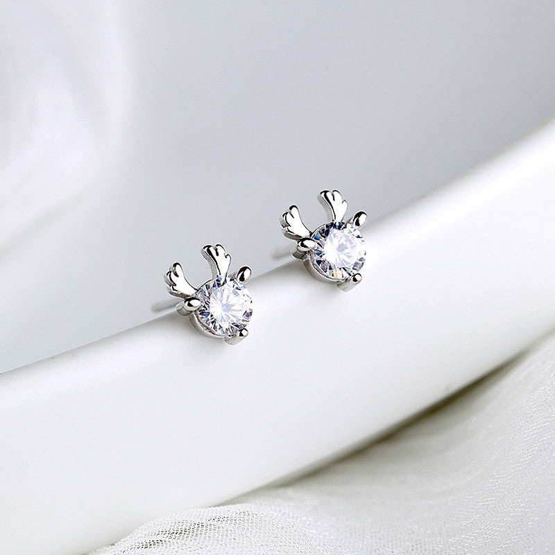 925 Sterling Silver Elk Stud Earrings