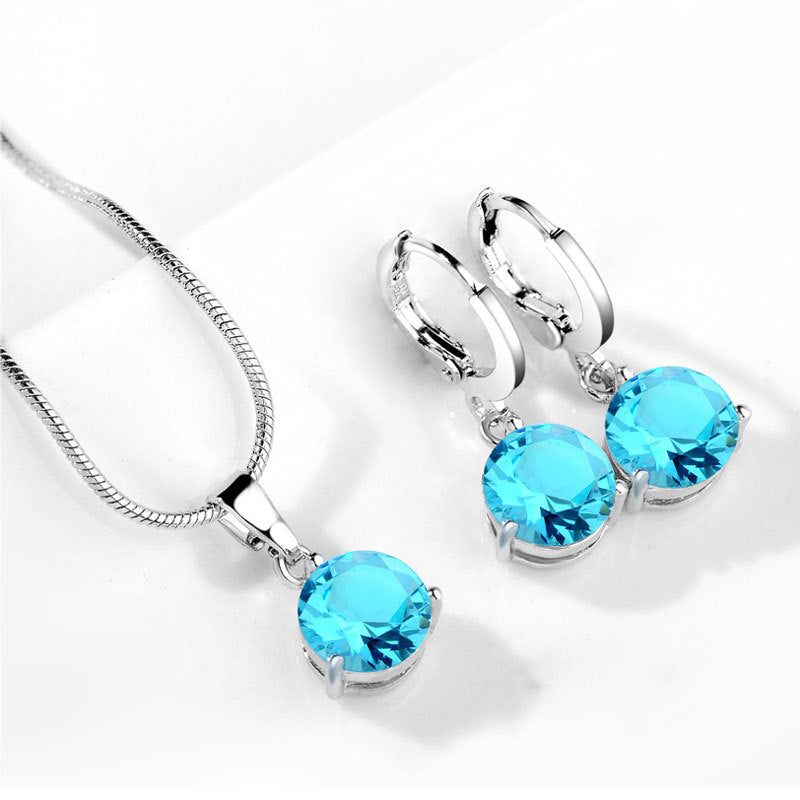 Water Drop Zircon Necklace and Earrings Set