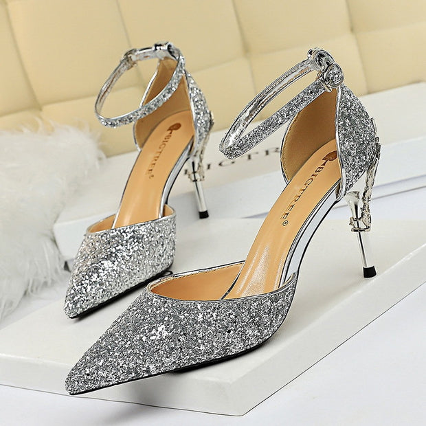 Sequined Pointed Toe Stiletto Heels