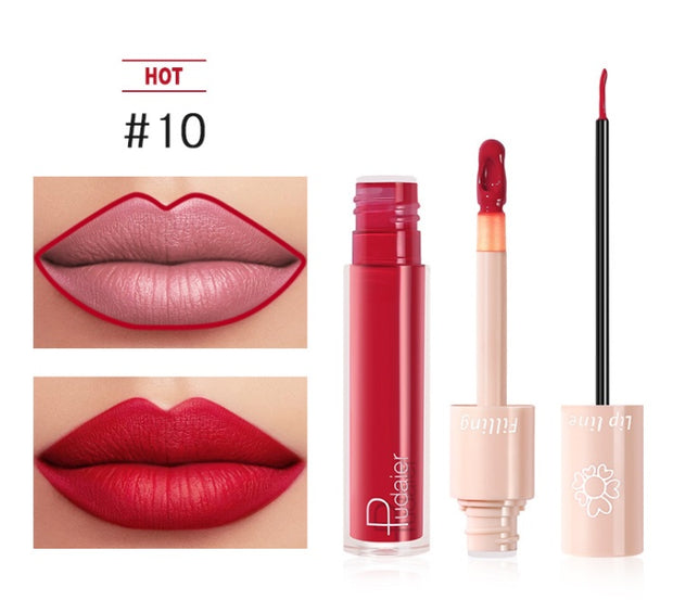 Bold liquid lipstick + glossy shine