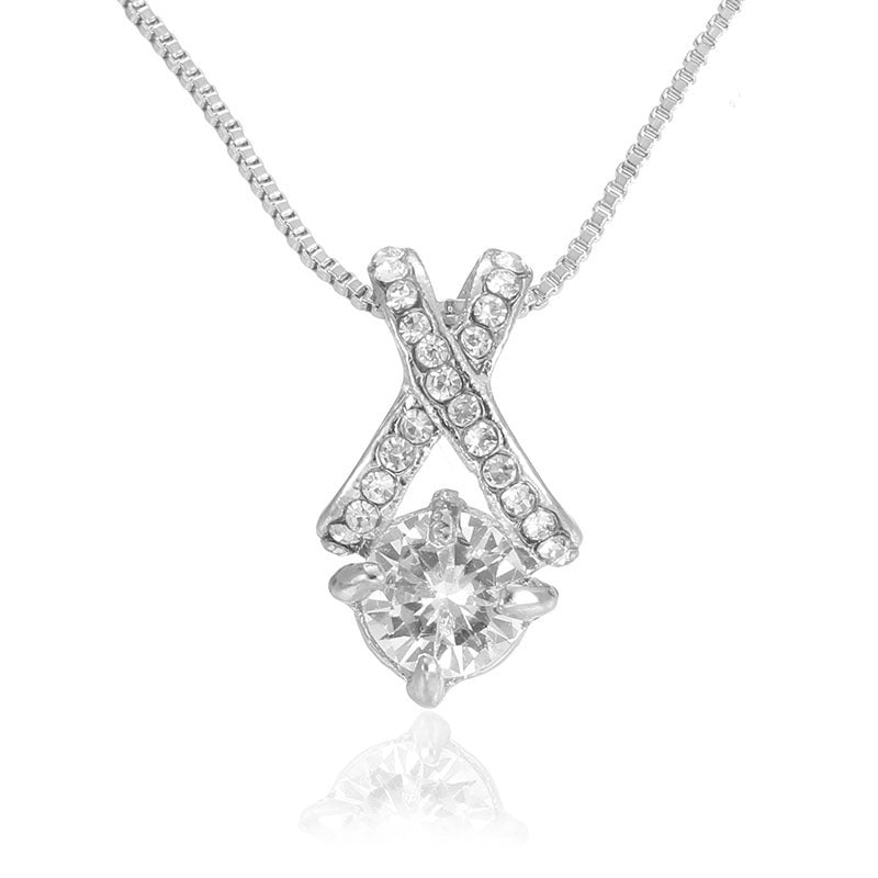 Eight Hearts & Eight Arrows Zircon Necklace & Earrings Set