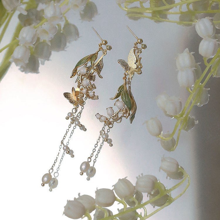 Floral Alloy Enamel Earrings