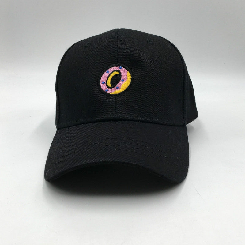 Embroidered doughnut baseball cap