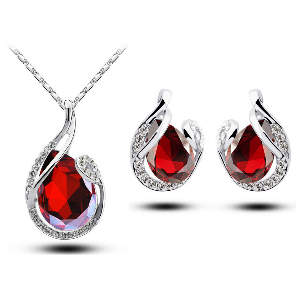 Women’s Gemstone Necklace & Stud Earrings Set