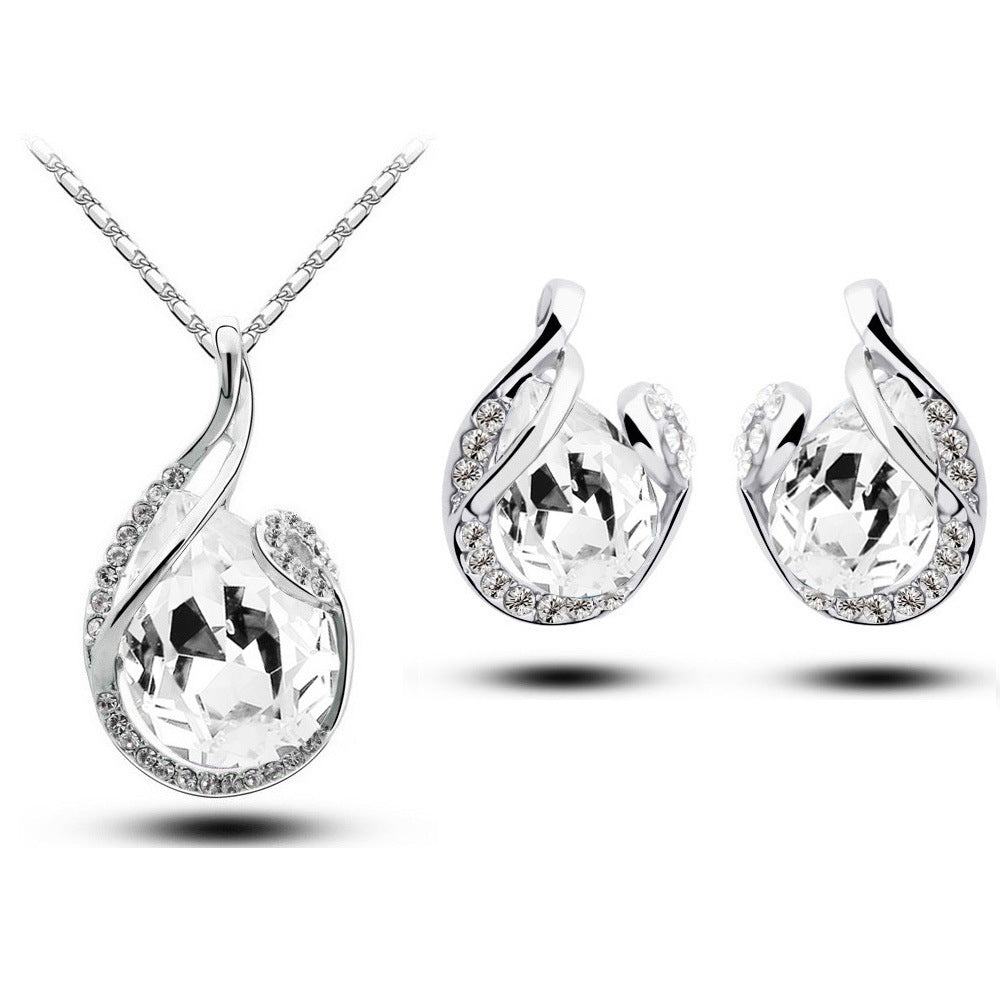 Women’s Gemstone Necklace & Stud Earrings Set