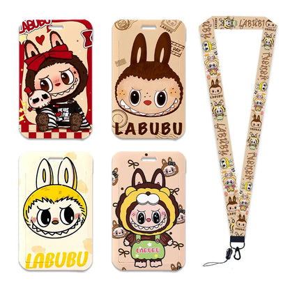 Labubu Phone Rope Cartoon Toy Student Id Card Badge Holder With Neck Strap