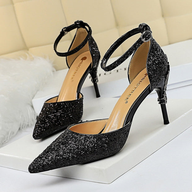 Sequined Pointed Toe Stiletto Heels