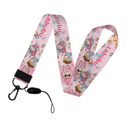 Labubu Phone Rope Cartoon Toy Student Id Card Badge Holder With Neck Strap