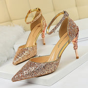 Sequined Pointed Toe Stiletto Heels