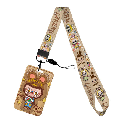 Labubu Phone Rope Cartoon Toy Student Id Card Badge Holder With Neck Strap