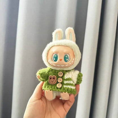 17 cm labubu clothes pendant sitting party bear label scarf hat dolls accessories