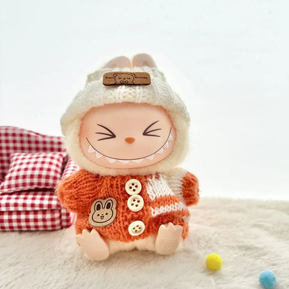 17 cm labubu clothes pendant sitting party bear label scarf hat dolls accessories