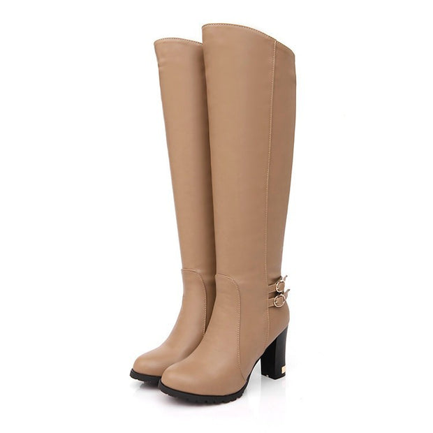 Chunky Heel Over-the-Knee Boots