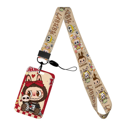 Labubu Phone Rope Cartoon Toy Student Id Card Badge Holder With Neck Strap