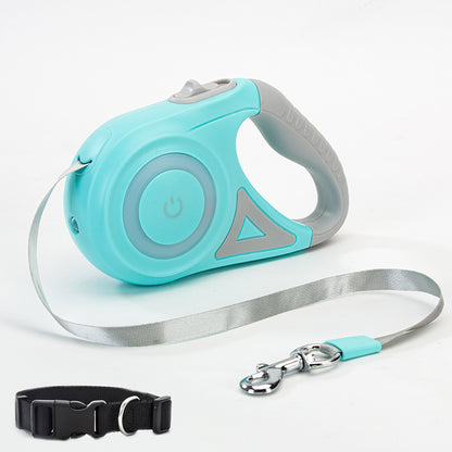 Small Medium Pet Leash Retractable And Collar Spotlight Automatic Traction Rope