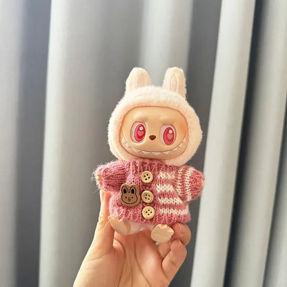 17 cm labubu clothes pendant sitting party bear label scarf hat dolls accessories
