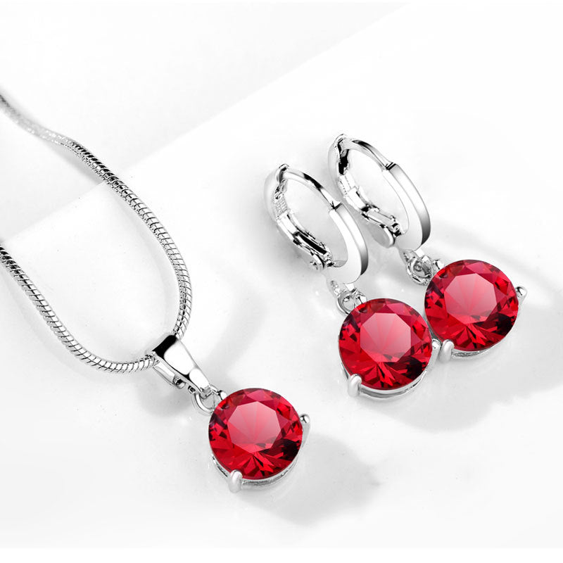 Water Drop Zircon Necklace and Earrings Set