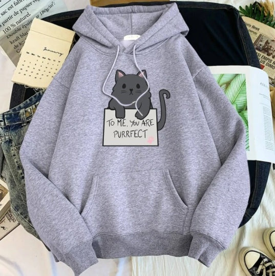 Women’s Cat Print Hoodie “You Are Purrfect” Graphic