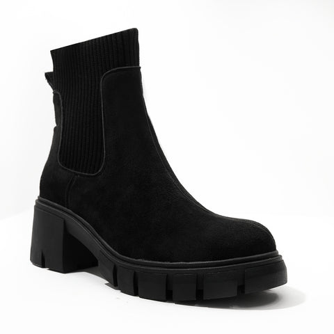 Thick Heel Suede Boots