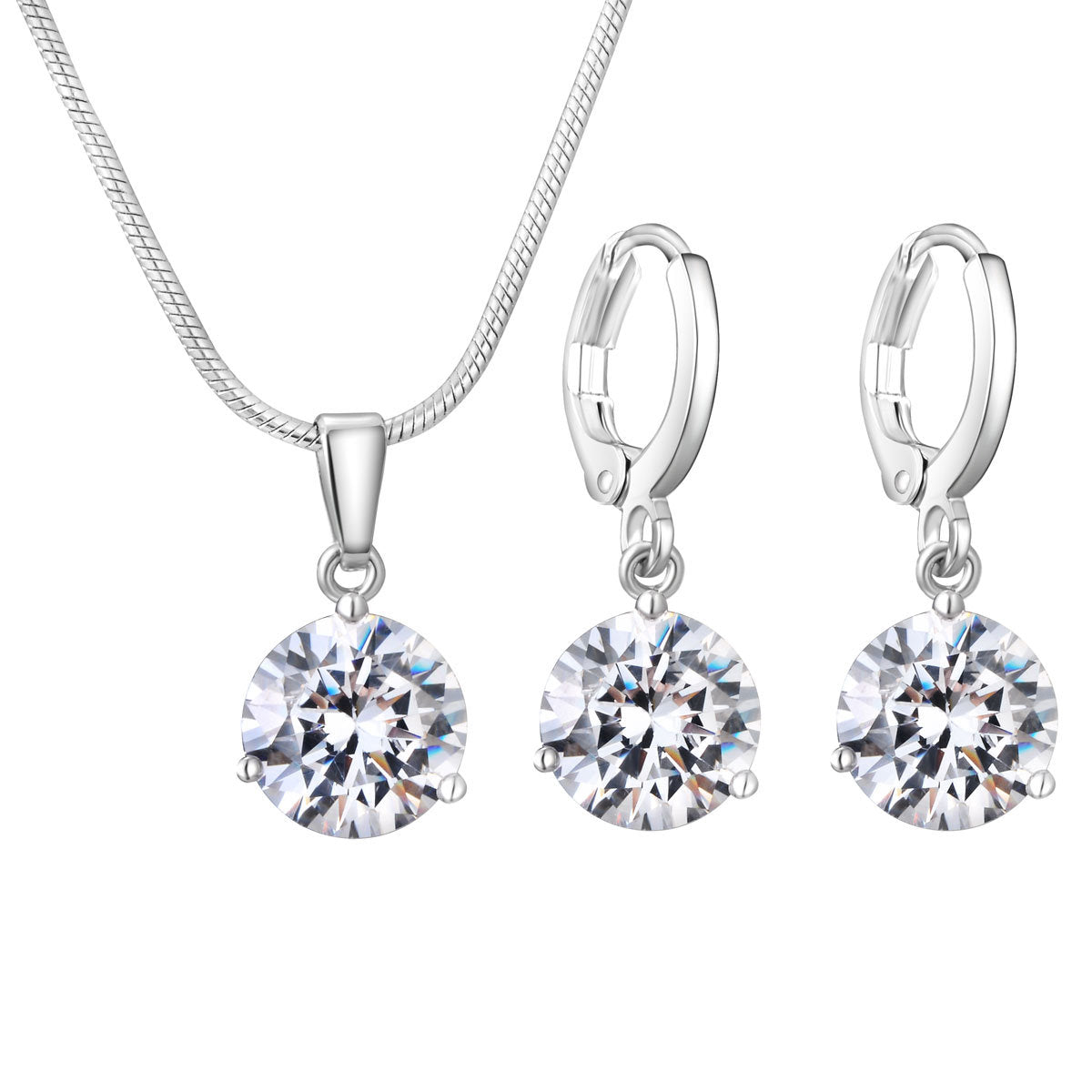 Water Drop Zircon Necklace and Earrings Set