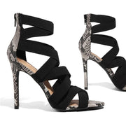 Snake Print High Heel Sandals