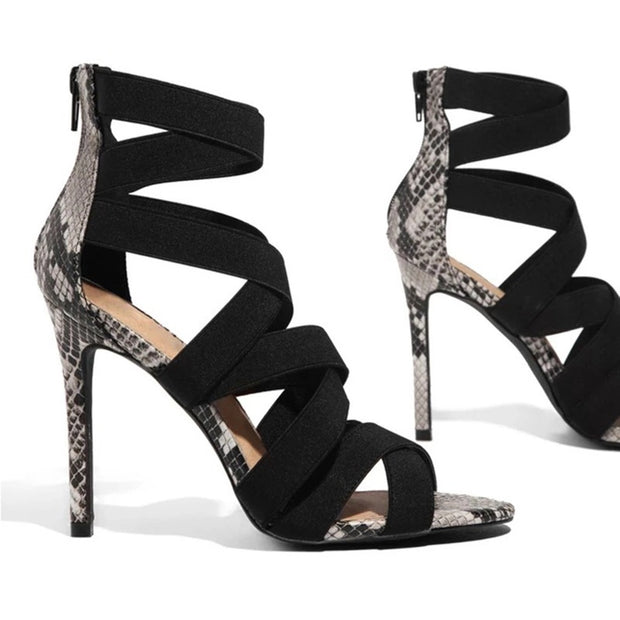 Snake Print High Heel Sandals